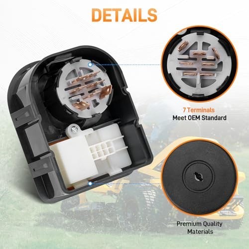 Riding Mower Ignition Module Switch with 2 Keys, 7 Terminals - Compatible with C