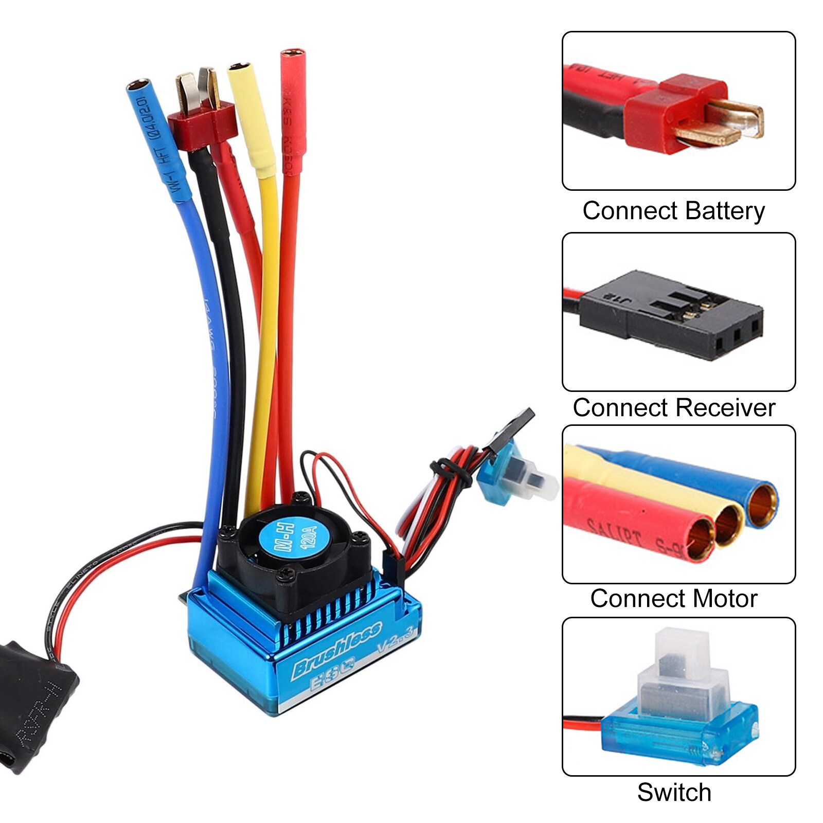 120A Brushless ESC Electric Accessories For 1/10 1/8 RC Car Speed Crawler Motor
