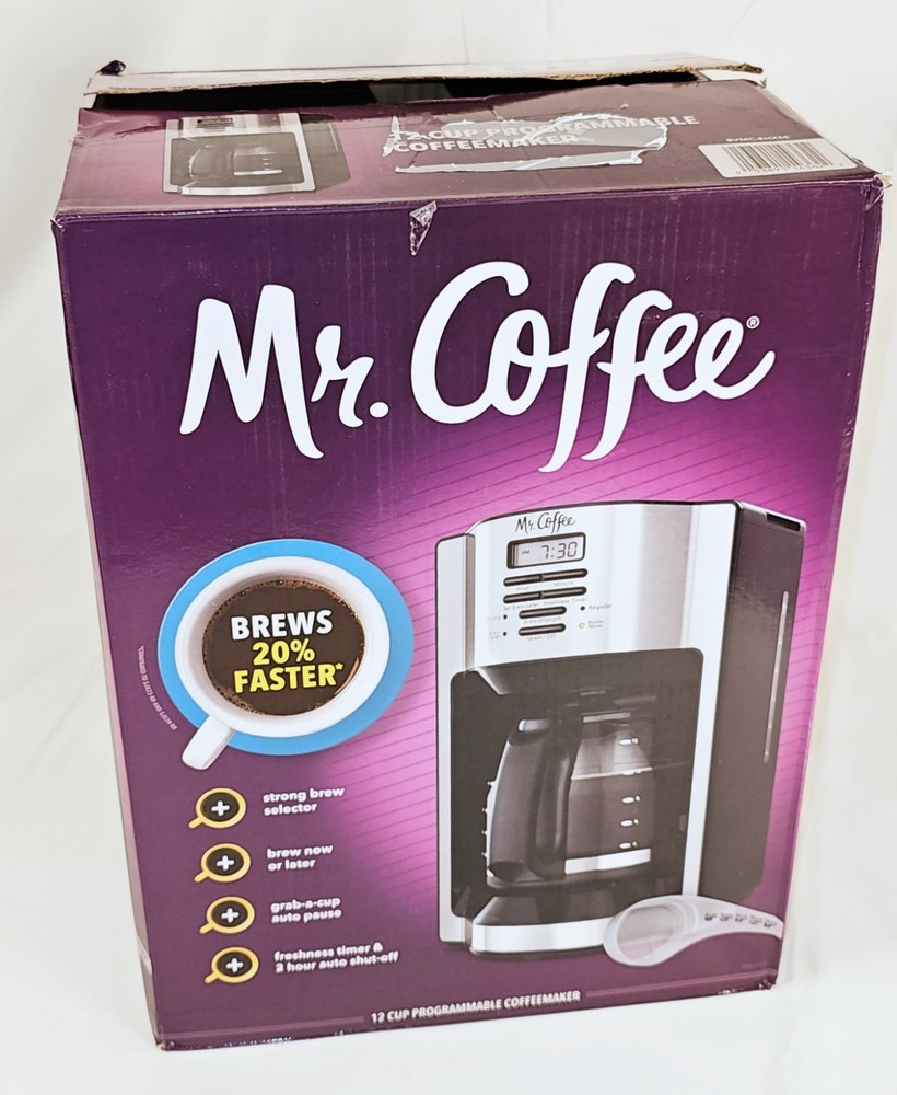 NEW Open Box Mr Coffee 12 Cup Programmable Coffee Maker Rapid Brew Stainless