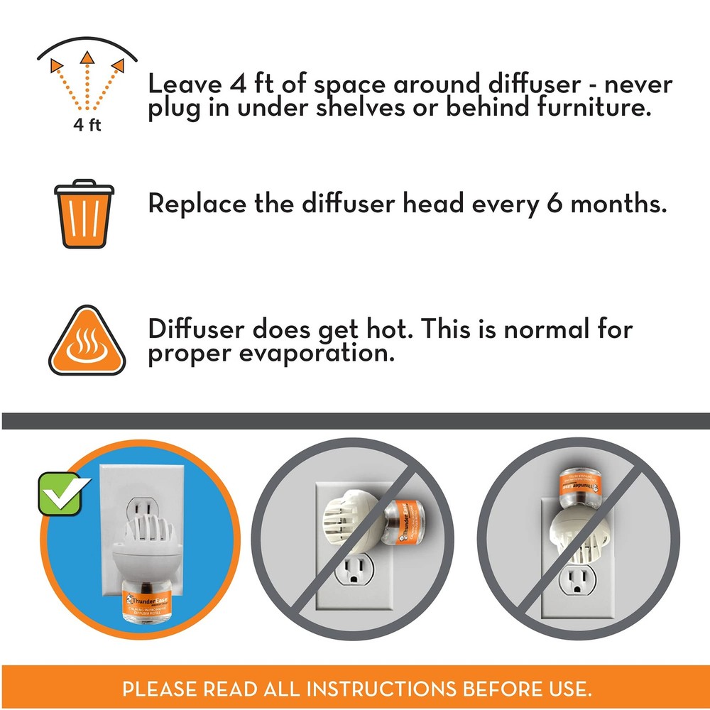 ThunderEase Dog Calming Pheromone Diffuser Kit | 30 Day Supply, ORANGE