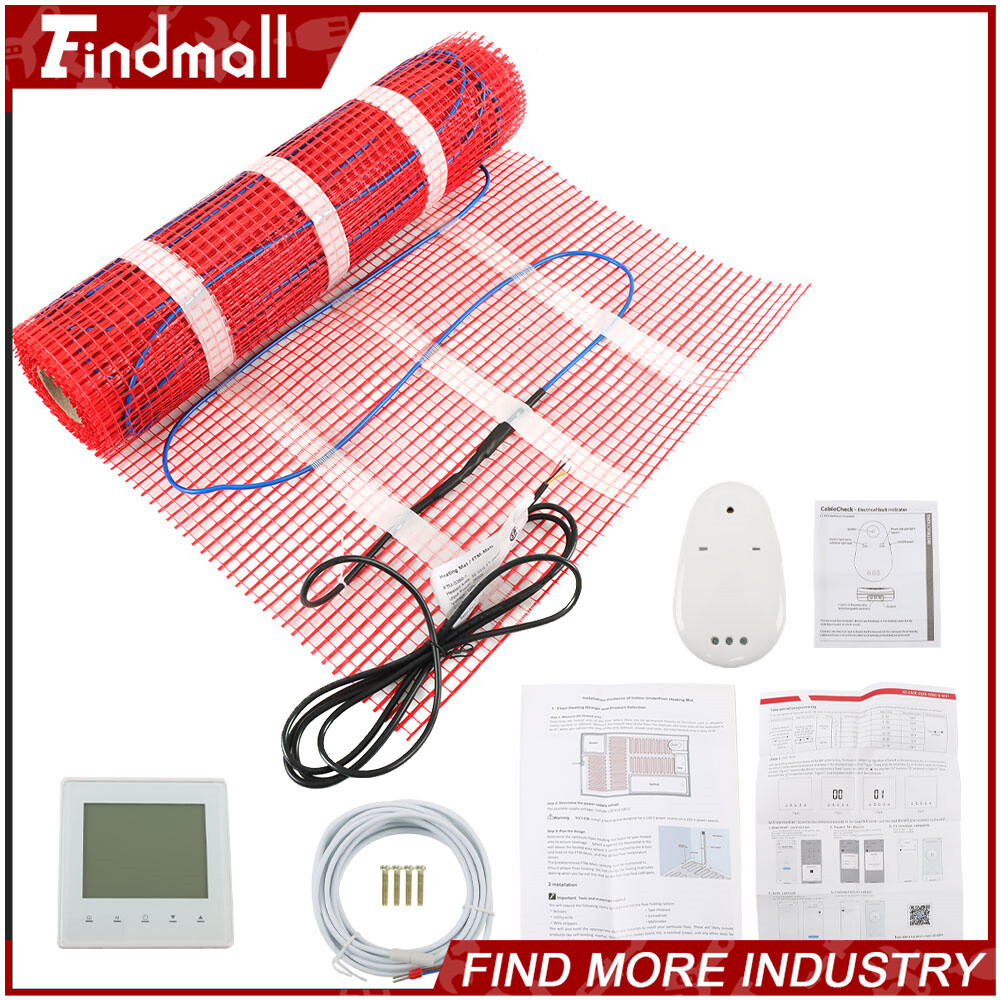 Electric Floor Heat Mat Kit (10-100sqft), 120V Underfloor Radiant Heating System