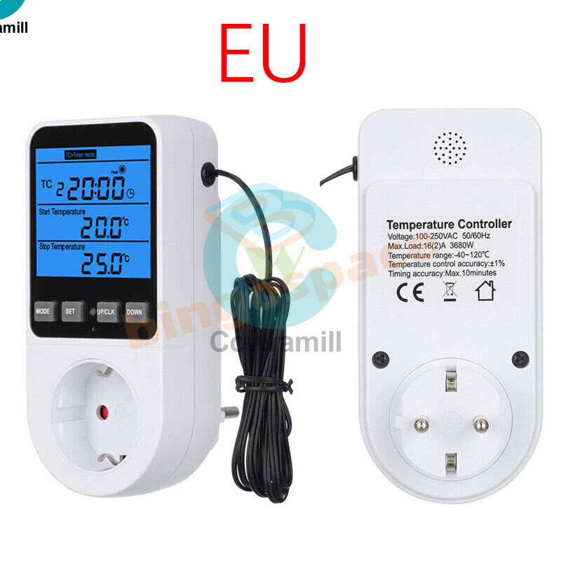 Digital Thermostat Outlet Plug Temperatures Controller Socket With Backlight