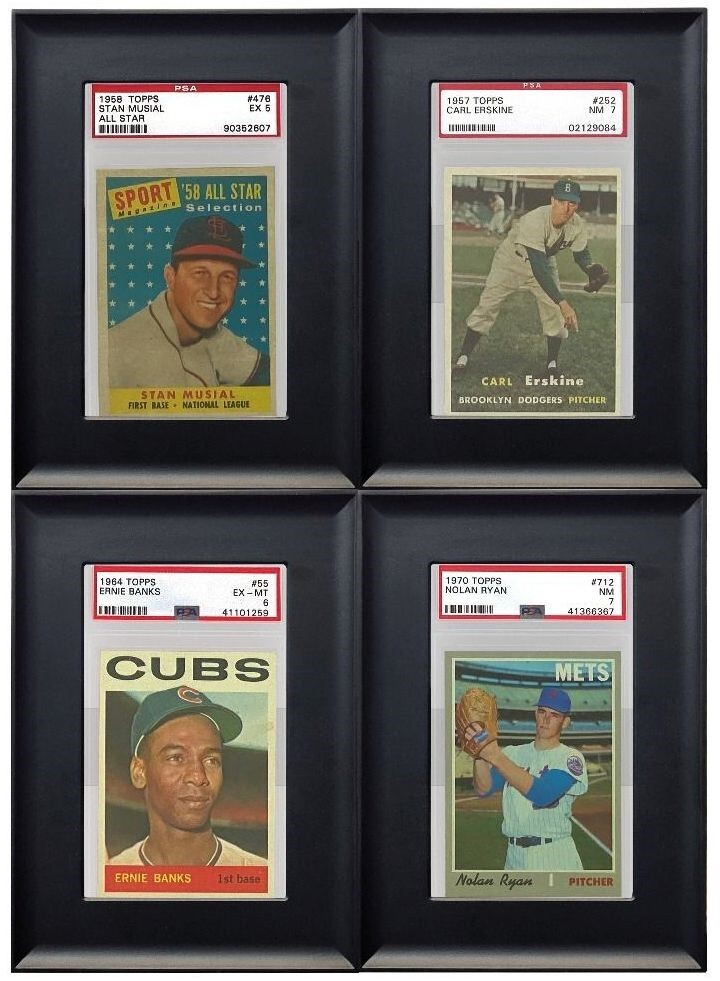 Pack of 4 BCW Black Wall Mountable Interlocking Graded Trading Card Frames
