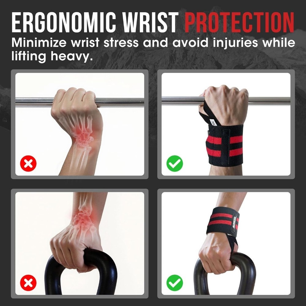18" Wrist Wraps Weightlifting Adjustable Support Powerlifting Gym