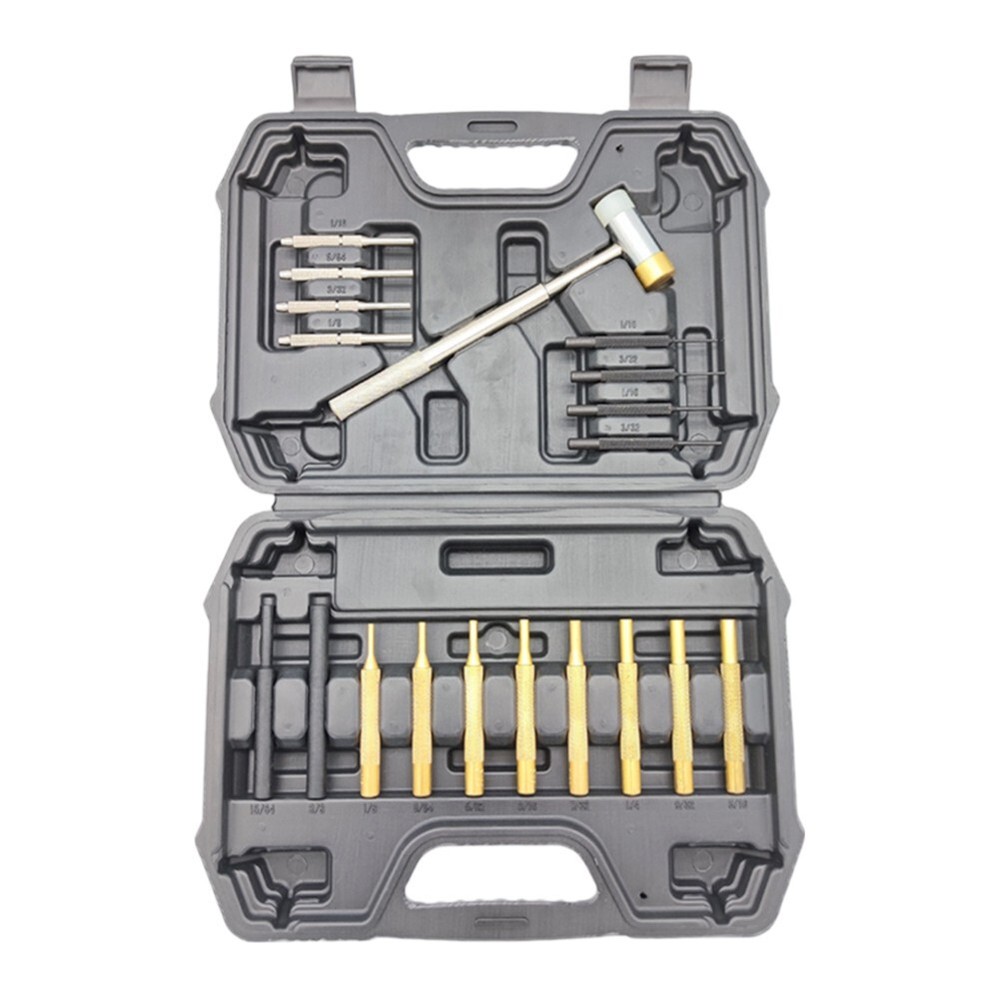 19 Pcs Chisel Punch Round Punch High Hardness Double Sided Copper Hammer Set