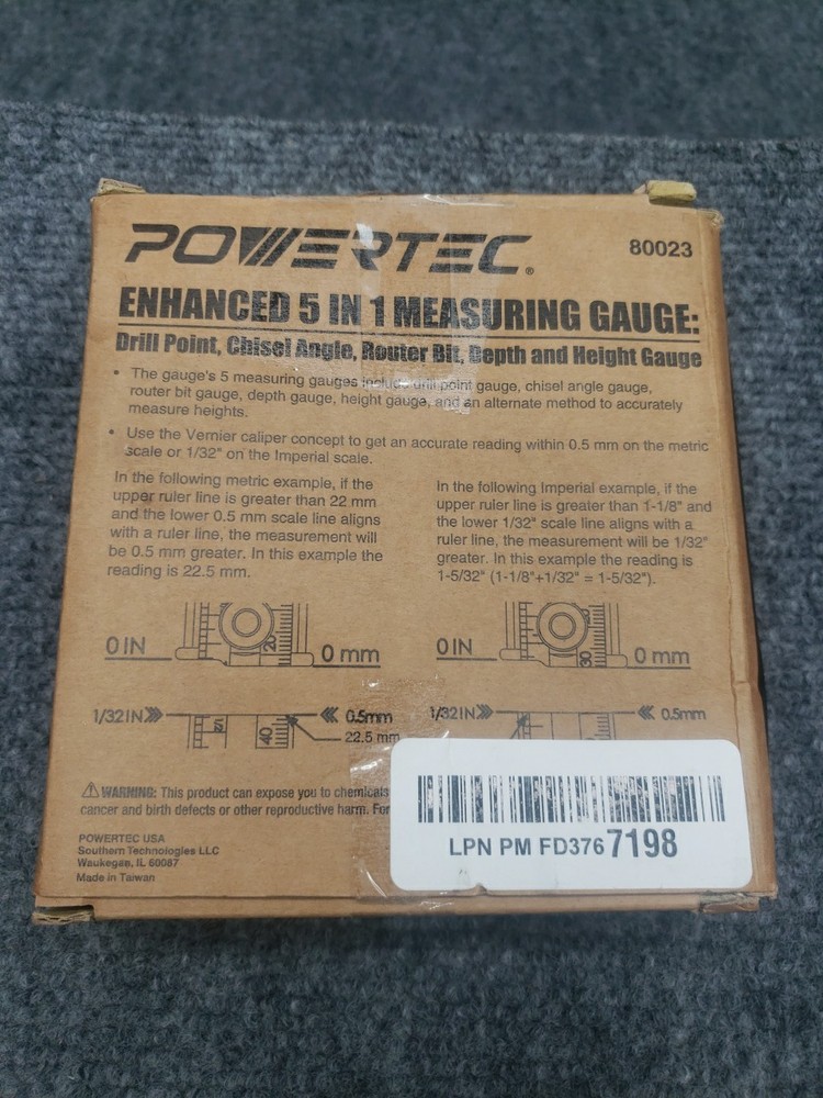 POWERTEC Universal 5-in-1 Measuring Gauge - Drill Point, Chisel Angle, etc