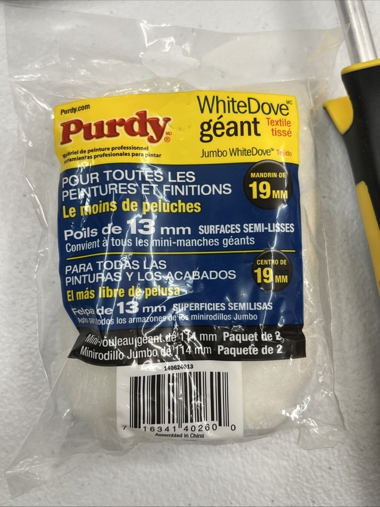 Purdy 9” Paint Roller Frame & 3pk White Dove Rollers Set & 2pk 3/4 Core Rollers