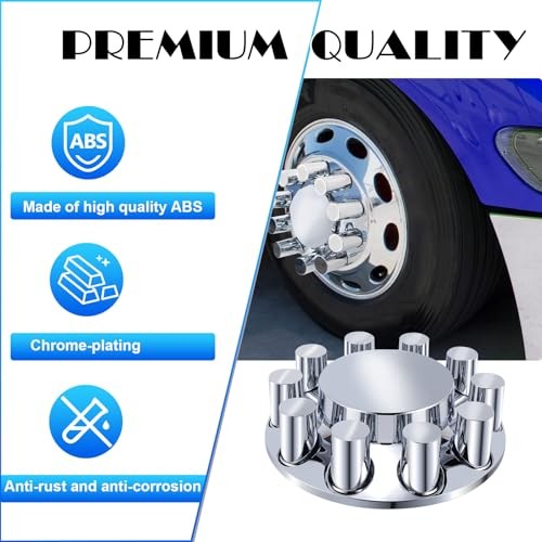 Front Axle Cover Kits ABS Chrome Plastic with 33mm Thread-on Flange Nut Front 2
