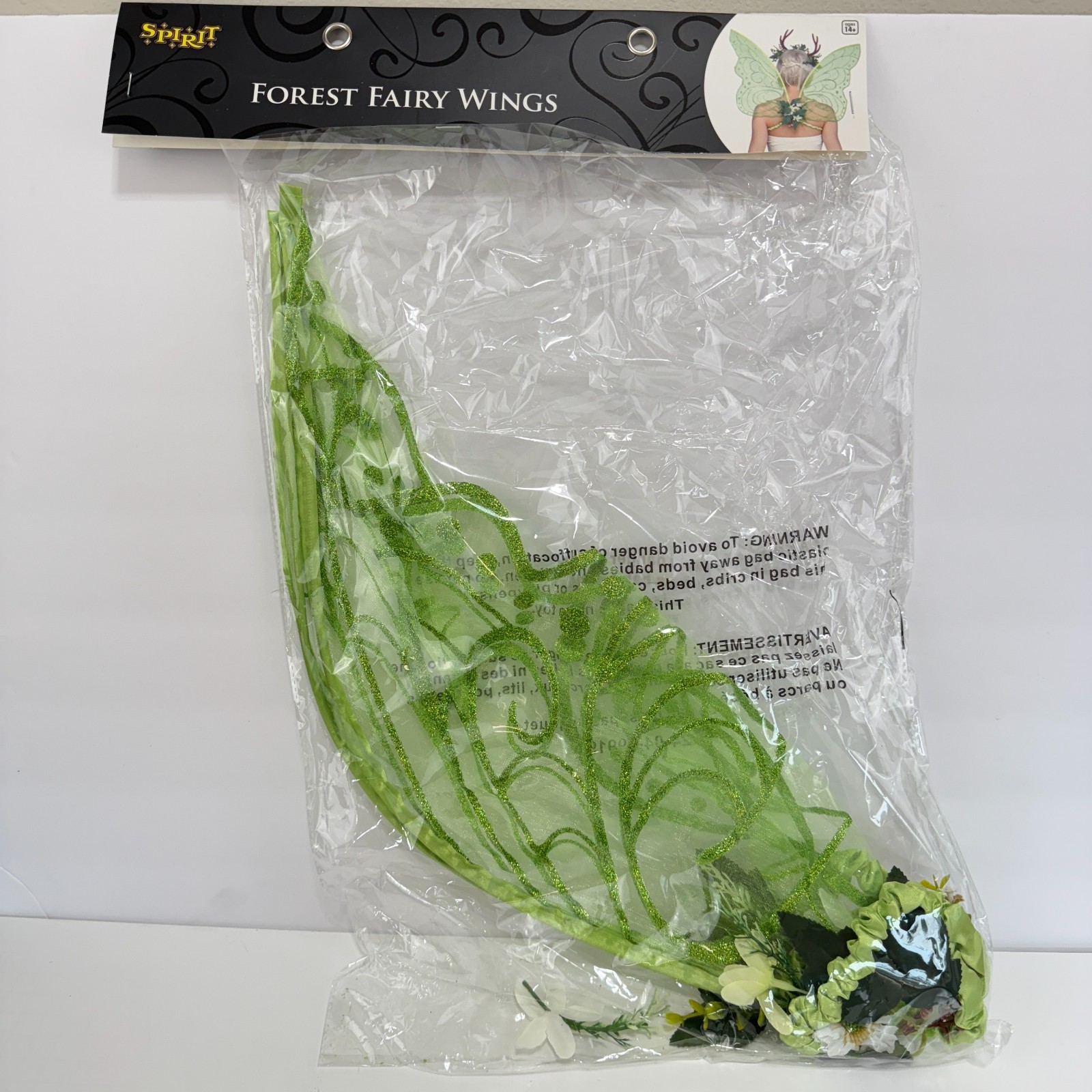 Fairy Wings Halloween Costume Accessory Sparkling Green Butterfly New Open Bag