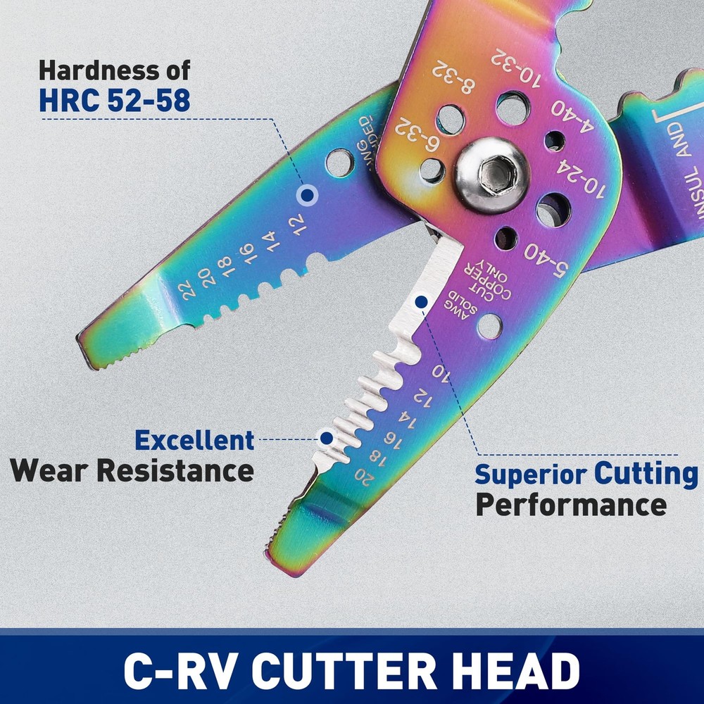 WORKPRO 8" Wire Stripper/Wire Crimping Tool, Stripper Titanium Coated