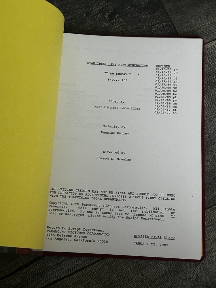 STAR TREK Script The Next Generation Time Squared Revised Final Draft