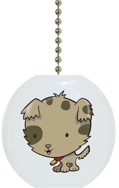 Puppy with Big Head Solid CERAMIC Ceiling Fan Light Lamp Pull