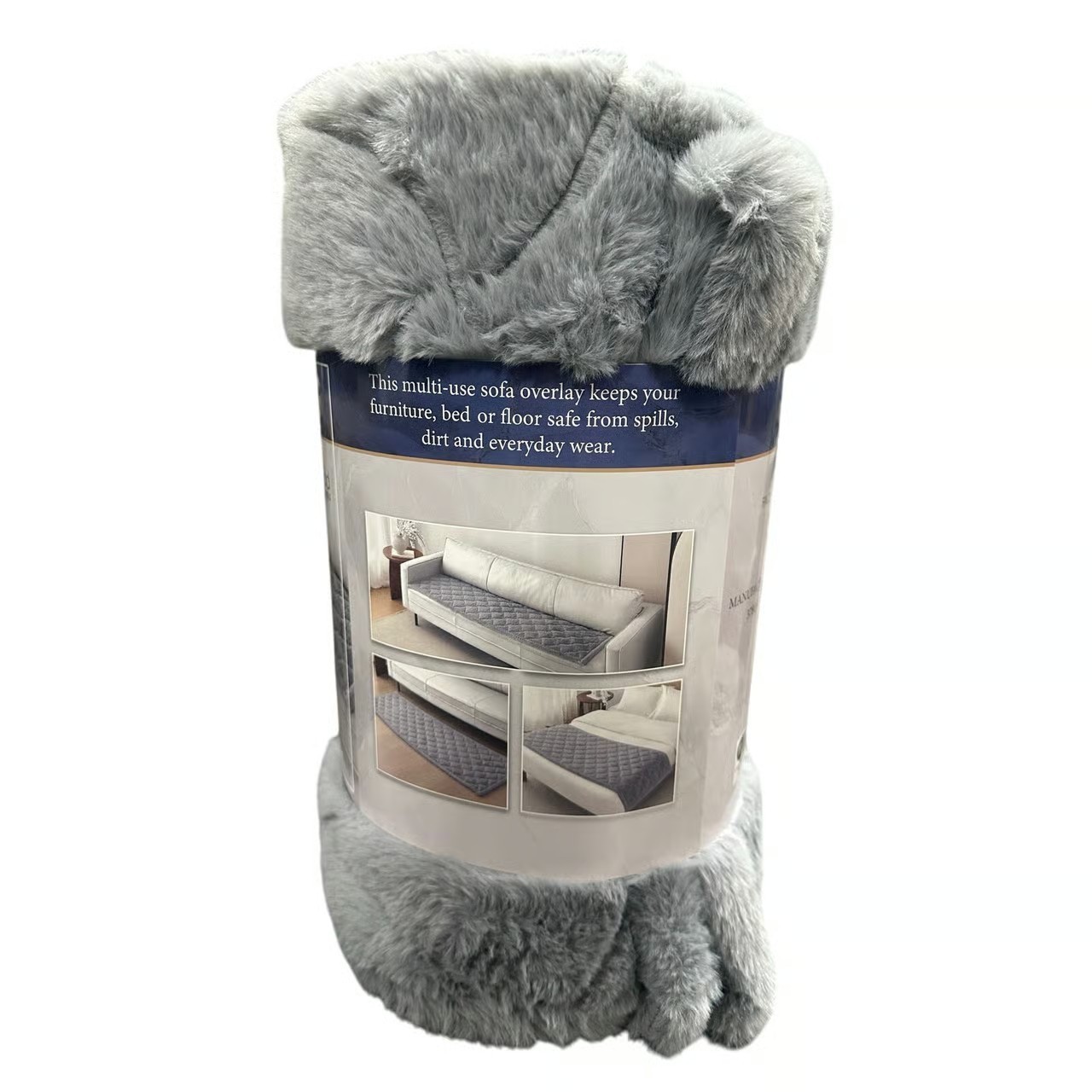 Brentwood Originals Waterproof Quilted Sofa Overlay, 28" x 72” Faux Fur Overlay