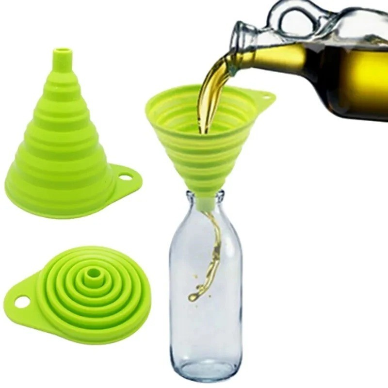 1PC Silicone Foldable Collapsible Style Funnel Hopper Kitchen Cooking Tools