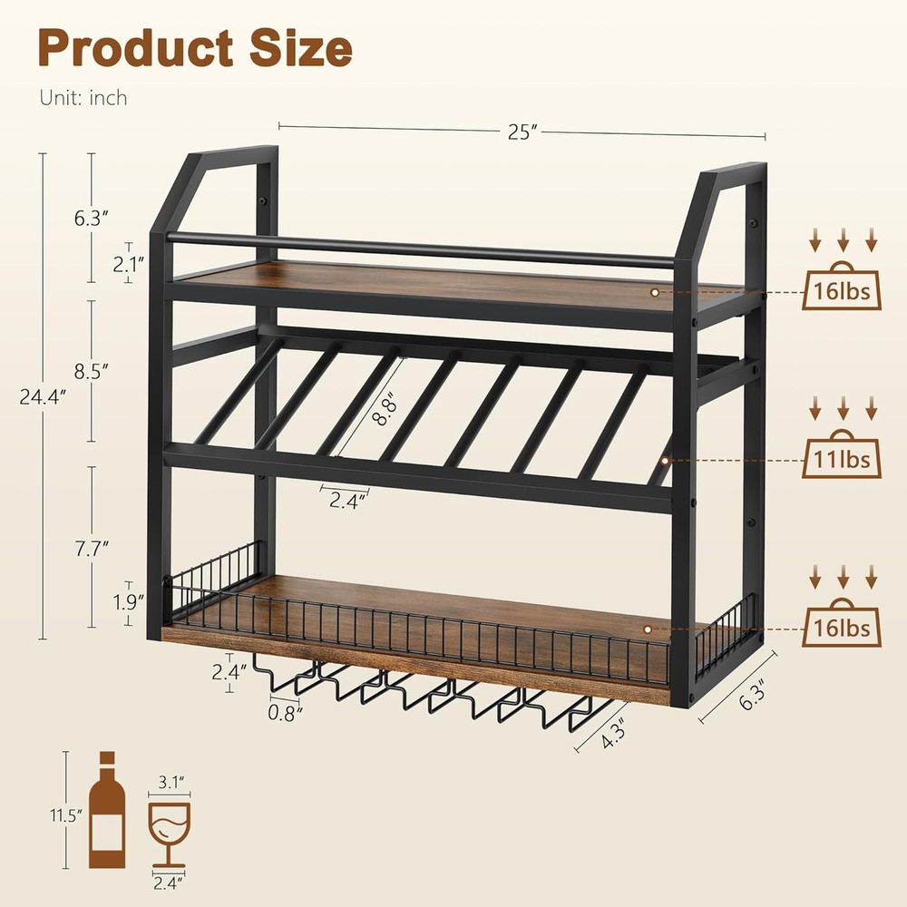 Wall Mount Wine Rack Wall Mounted Wine Bottle Rack Display & Storage Hanging
