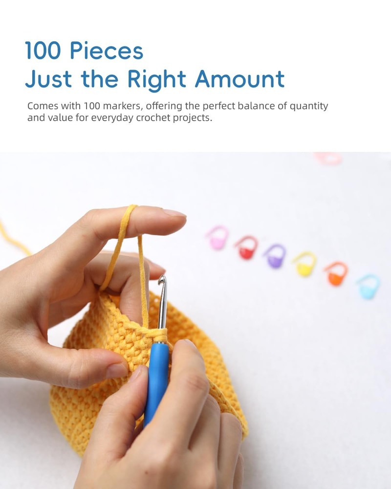 100PCS Crochet Stitch Markers by Flickzo – Locking One Size, Multicolor