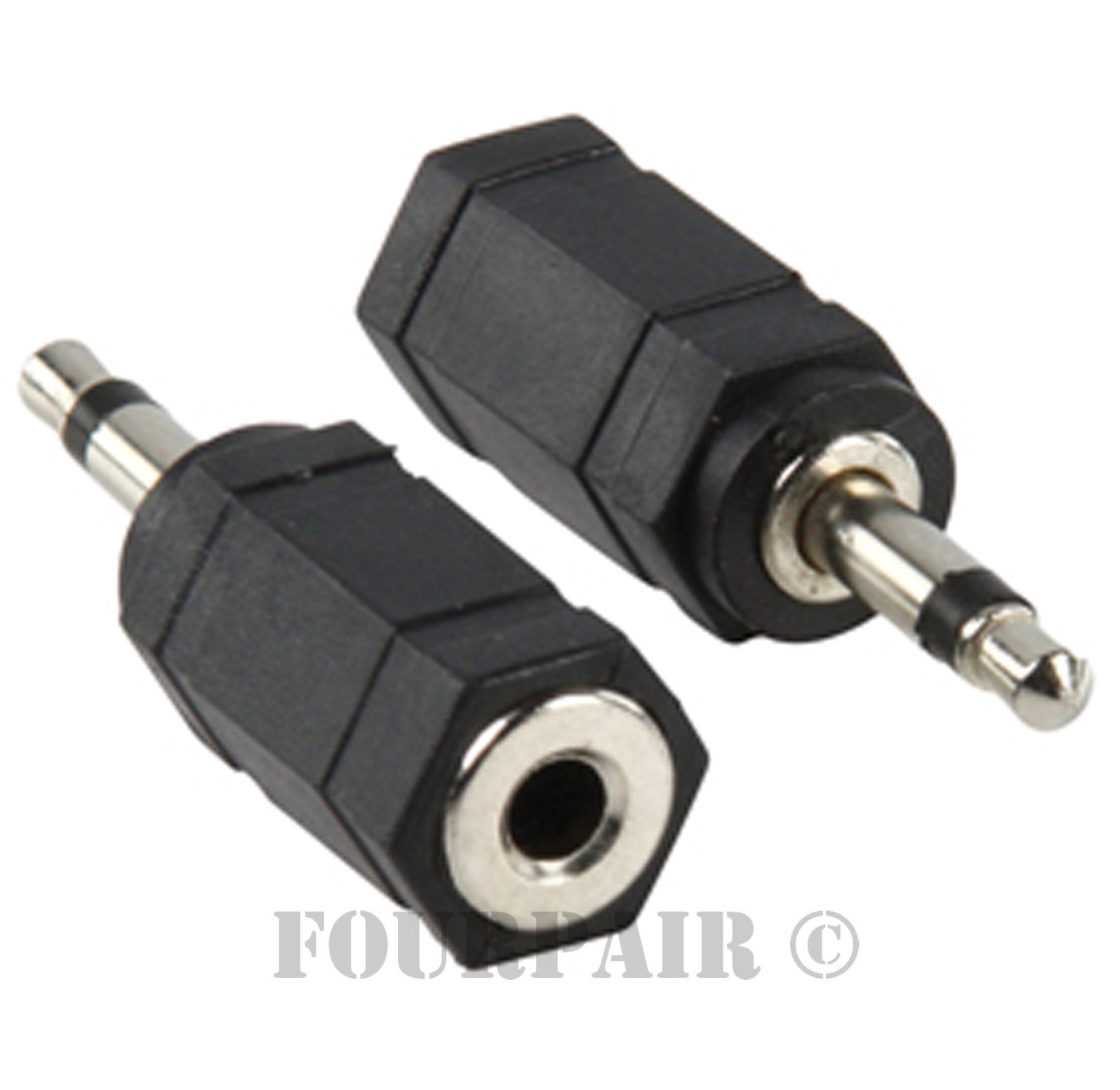 2 Pack Lot - 3.5mm Stereo Female Jack to Mono Male Plug Audio Converter Adapter