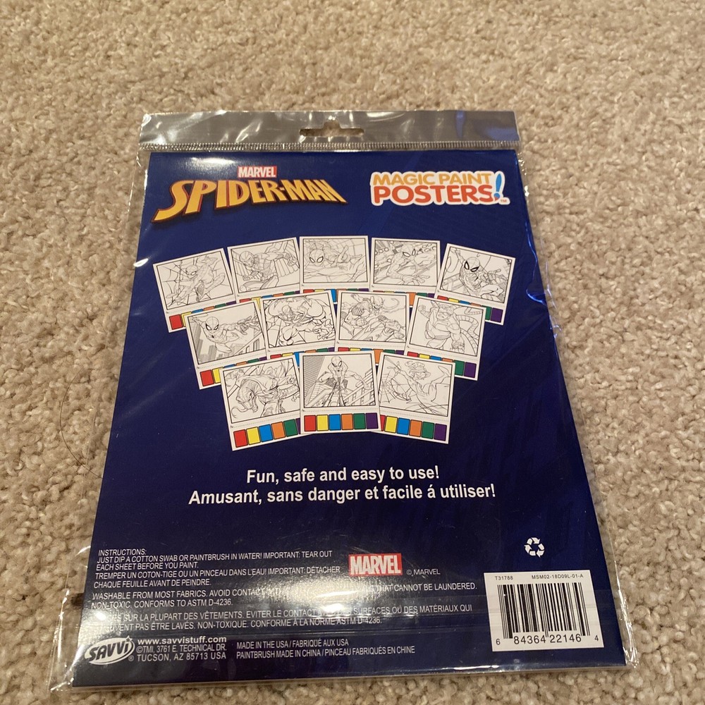 Marvel Spider-Man - Magic Paint Posters - 12 Sheets & Paintbrush - Savvi