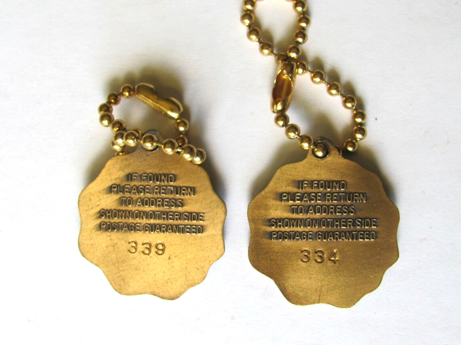 2 HERSCHEL MFG CO PEORIA IL 1967 80th ANNIVERSARY KEY CHAIN FOB FARM MOWER