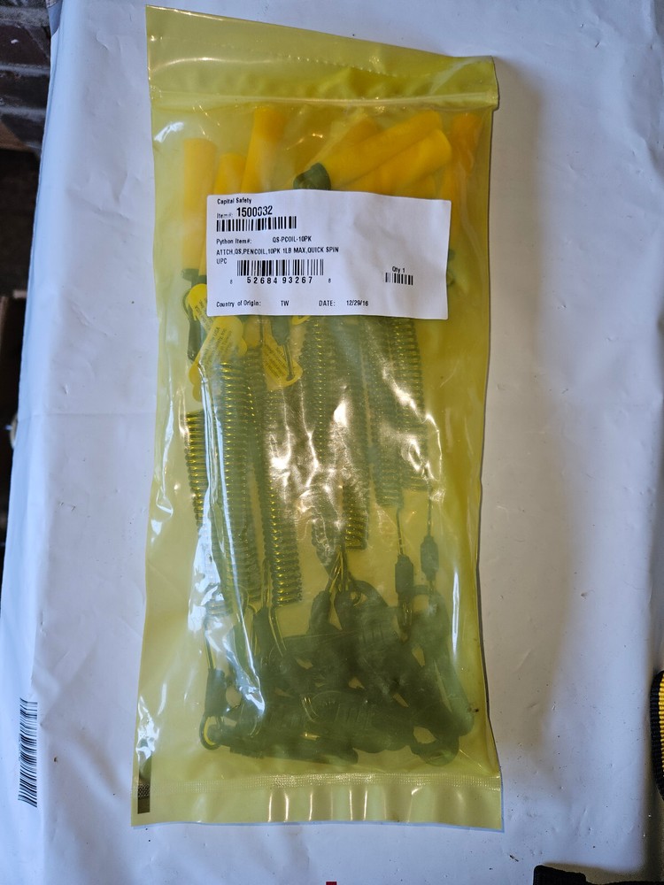 🆕️ PYTHON SAFETY #1500032 QS-PCOIL QUICK SPIN PEN LANYARD Tether PK-10