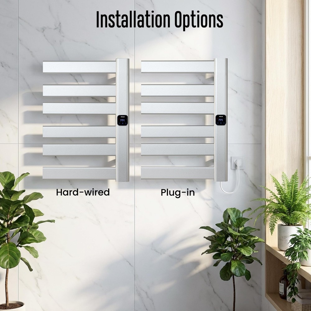 ** NEW Heated Towel Warmer / Rack | Adjustable Temp Control w/ Timer | Silver