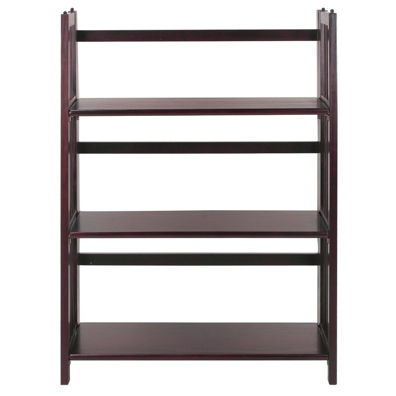 3 Tier Folding Stackable Bookshelf Solid Wood Storage Shelf Easy Setup Durable