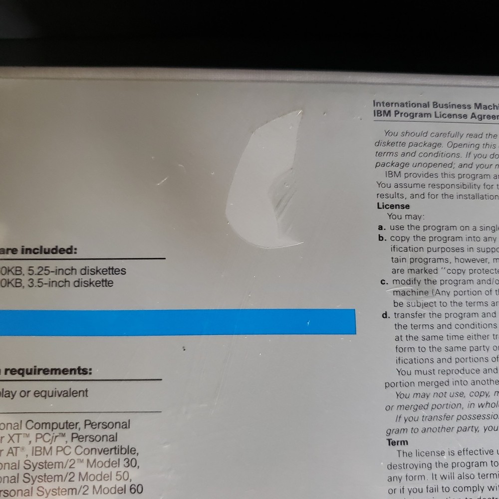 Disk Operating System IBM Sealed DOS Version 3.30 3.5"& 5.25" Diskettes 1987