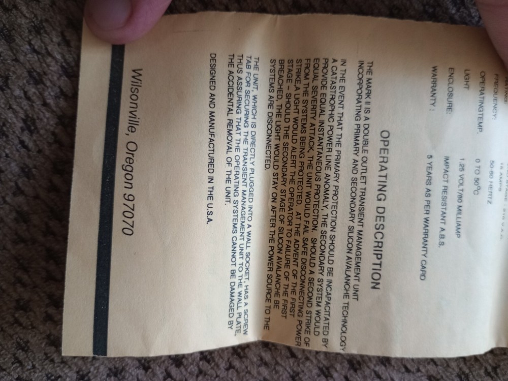 Tesco Mark II 2 Plug In Surge Protector New In Box