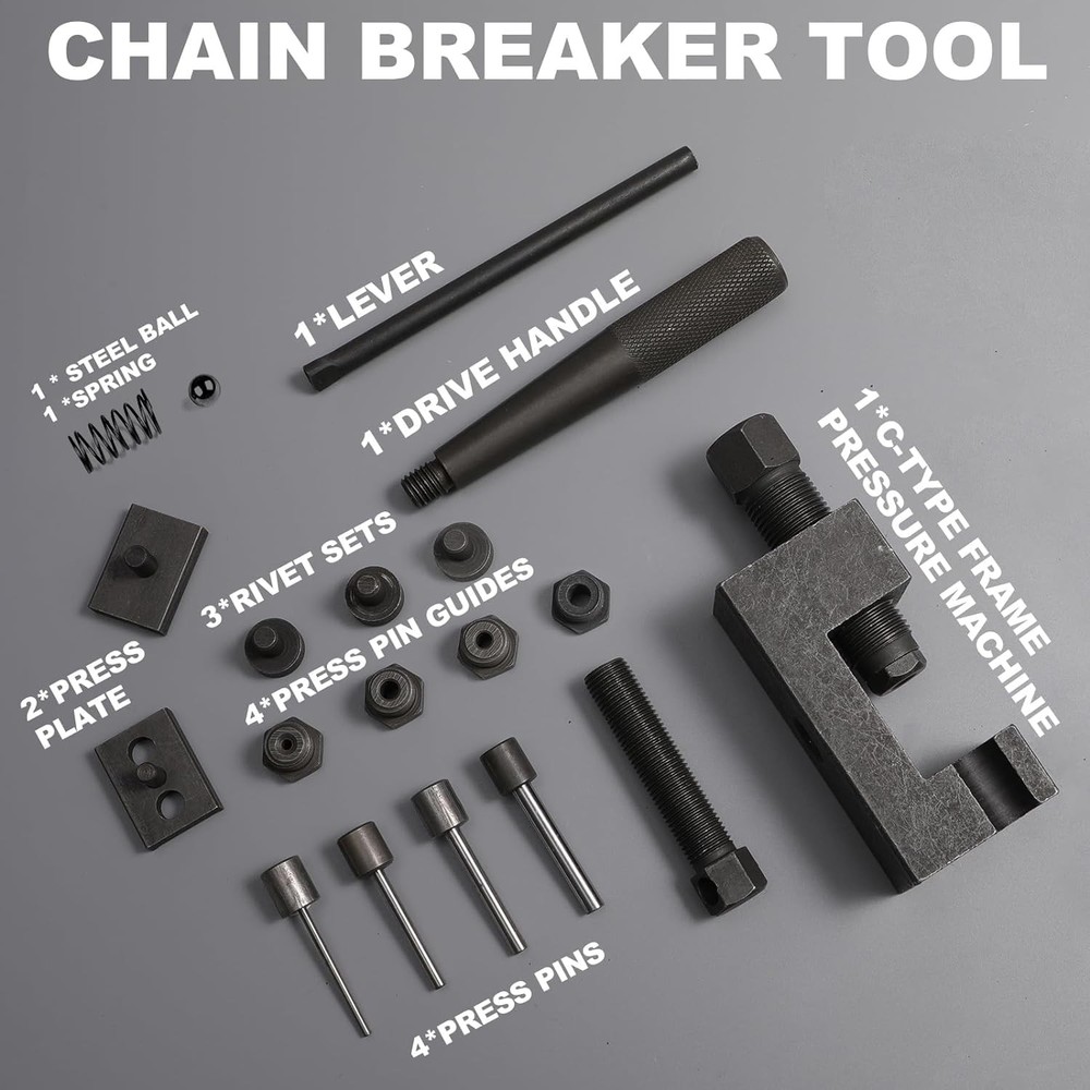 motorcycle chain breaker tool kit, 18-Piece rivet Set, Chain Link...