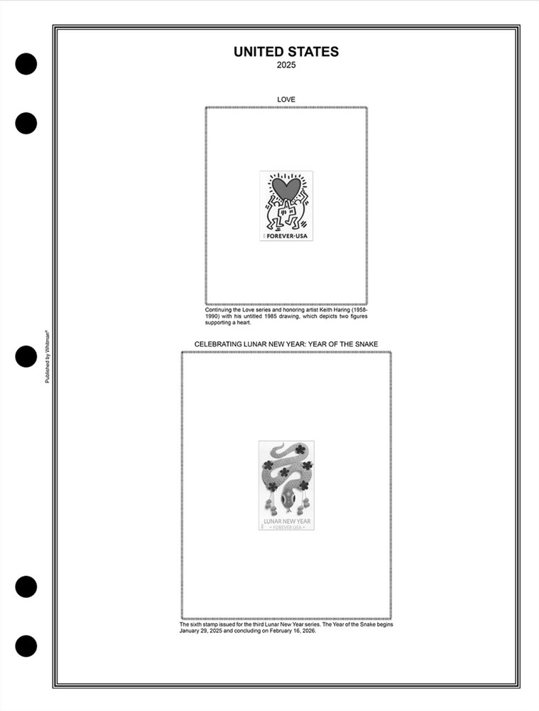H E Harris US PLATE BLOCK Supplement for Stamps issued in 2025 NEW!