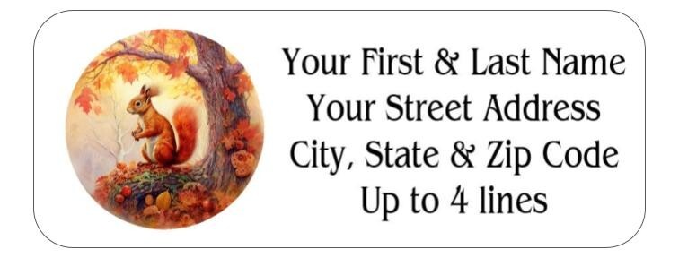 150 Cute Squirrel in Tree Mailing Return Address Labels Personalized