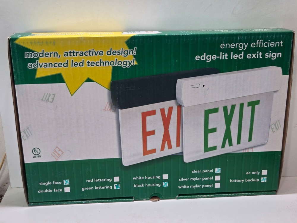 All-Pro EXIT SIGN  Green Only LED  Light Open Box