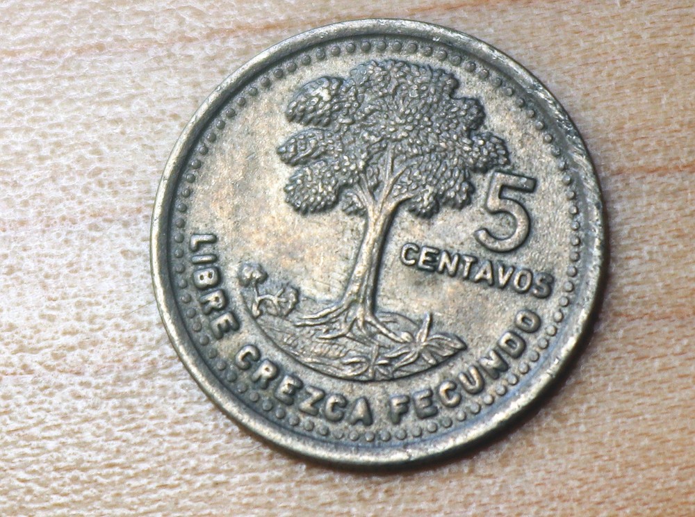 1992 Guatemala 5 Centavos Kapok Tree