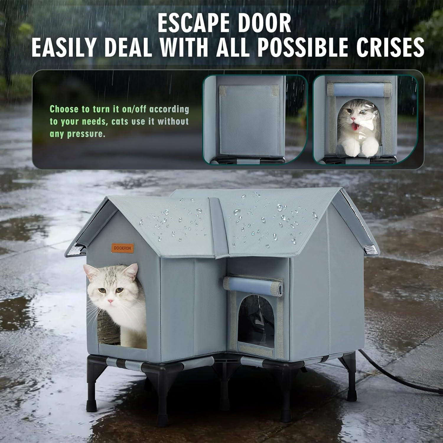 Outdoor Cat House Weatherproof, Heated Cat House for Outside, Insulated Outdoor