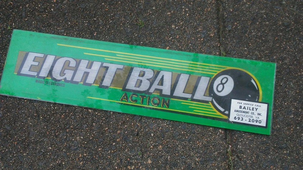 EIGHT BALL ACTION-MAGIC ELECTRONICS ORIGINAL MARQUEE/HEADER-L@@K!