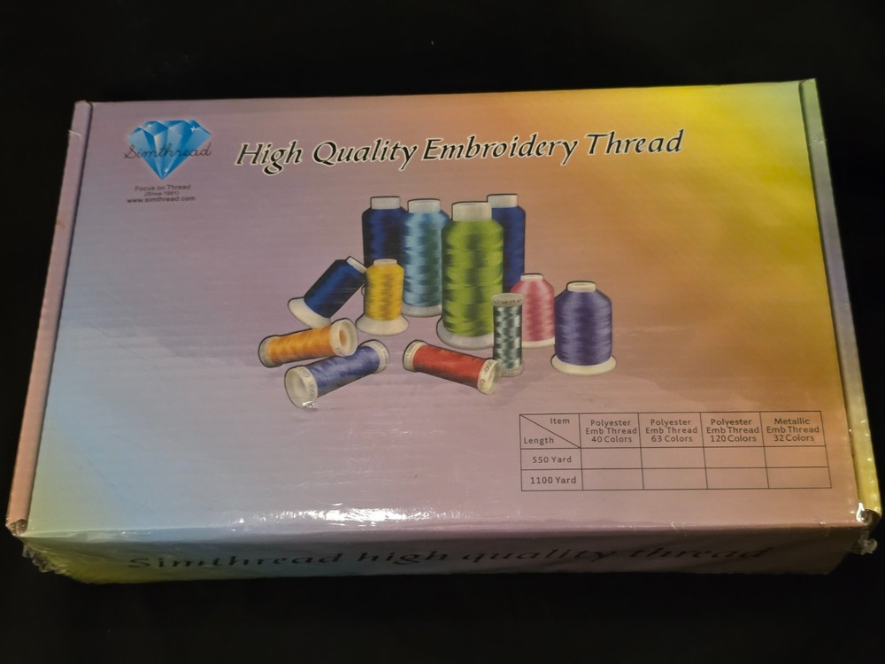 NIB Sealed SIMTHREAD HIGH QUALITY EMBROIDERY THREAD 40 SPOOLS, POLYESTER
