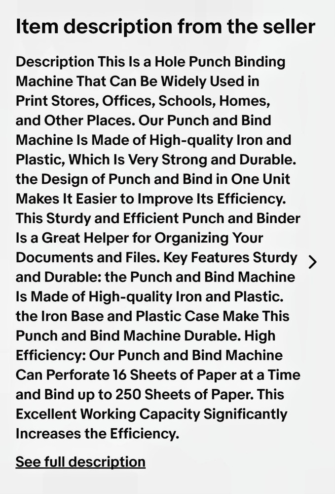 Kohl's 15 Sheet Punching 500 Sheets Binding Coil (Spiral) Binding Machine