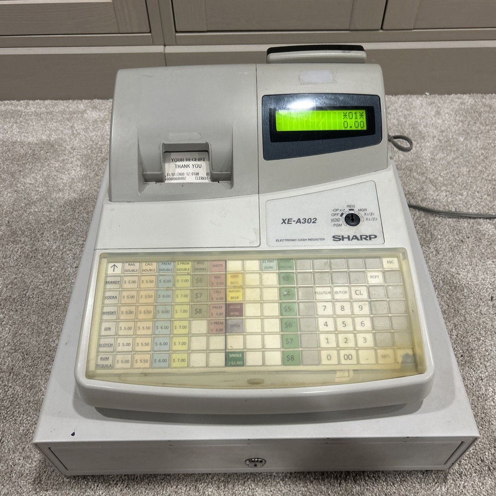 Sharp XE-A302 Electronic Cash Register & No Key