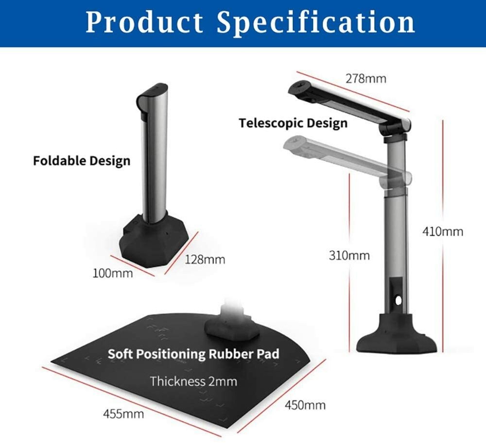 Arrison Document Camera for Teachers Laptop Computer with SDK & Twain