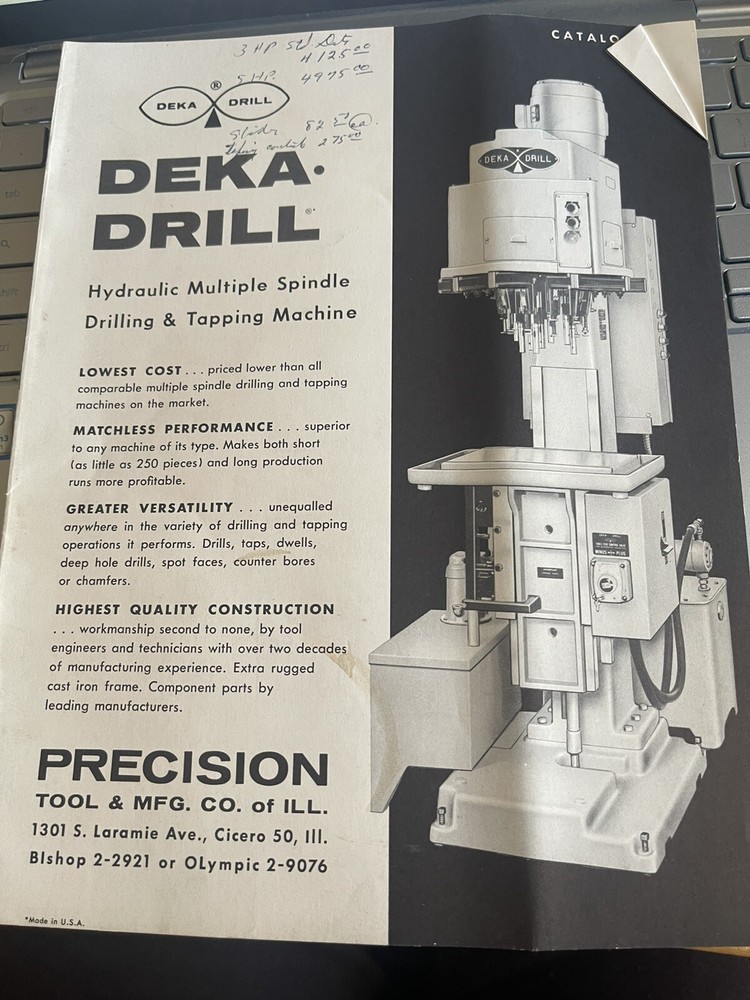 Deka Drill Catalog. /Brochure Precision Tool Mfg. Co.