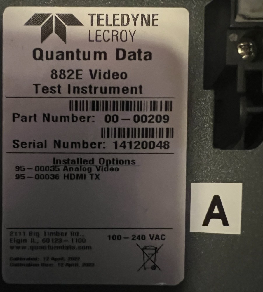 Quantum Data 882E Video Test Instrument - Item A