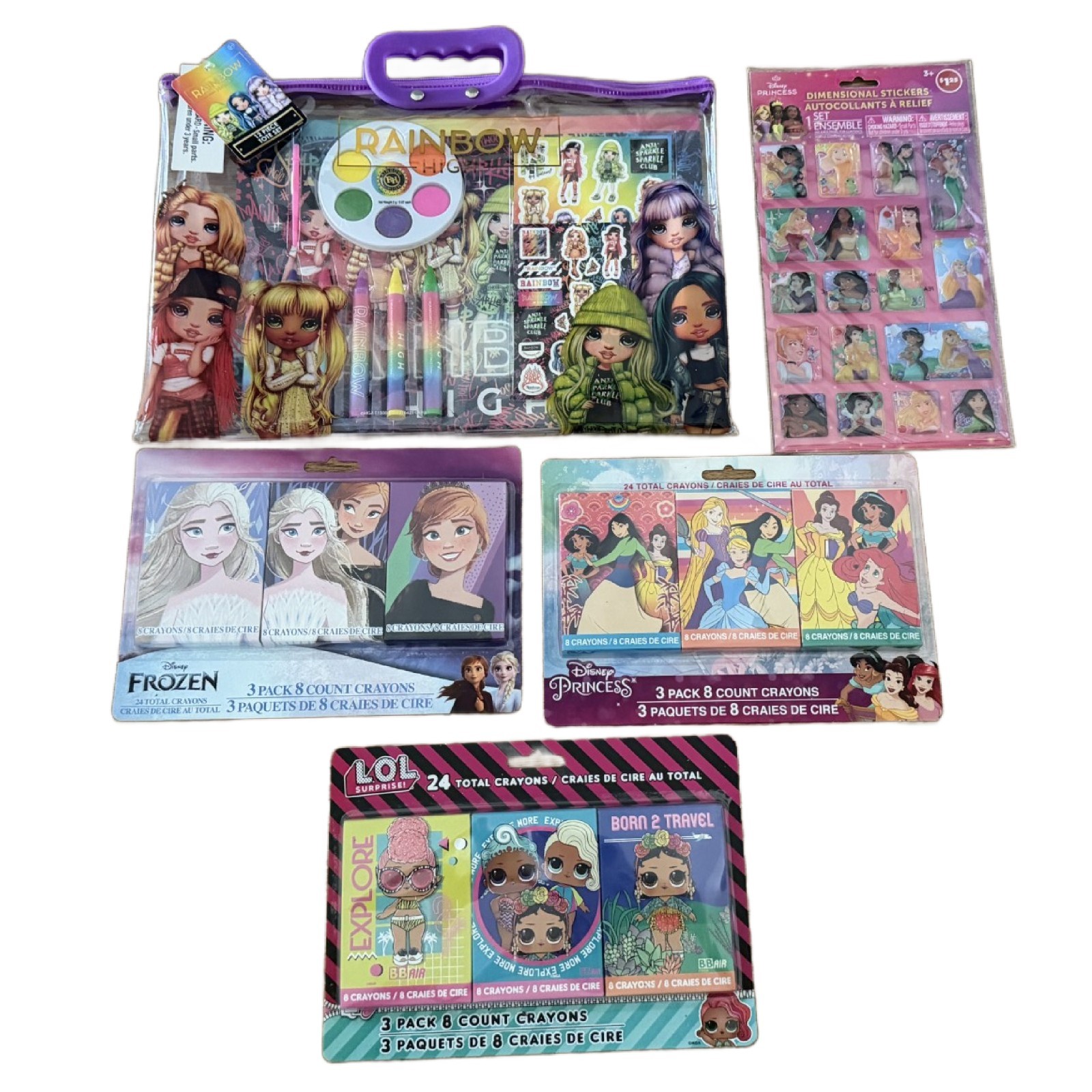 Rainbow High Notebook Stationary Set Frozen LOL Disney Princess Crayons Stickers
