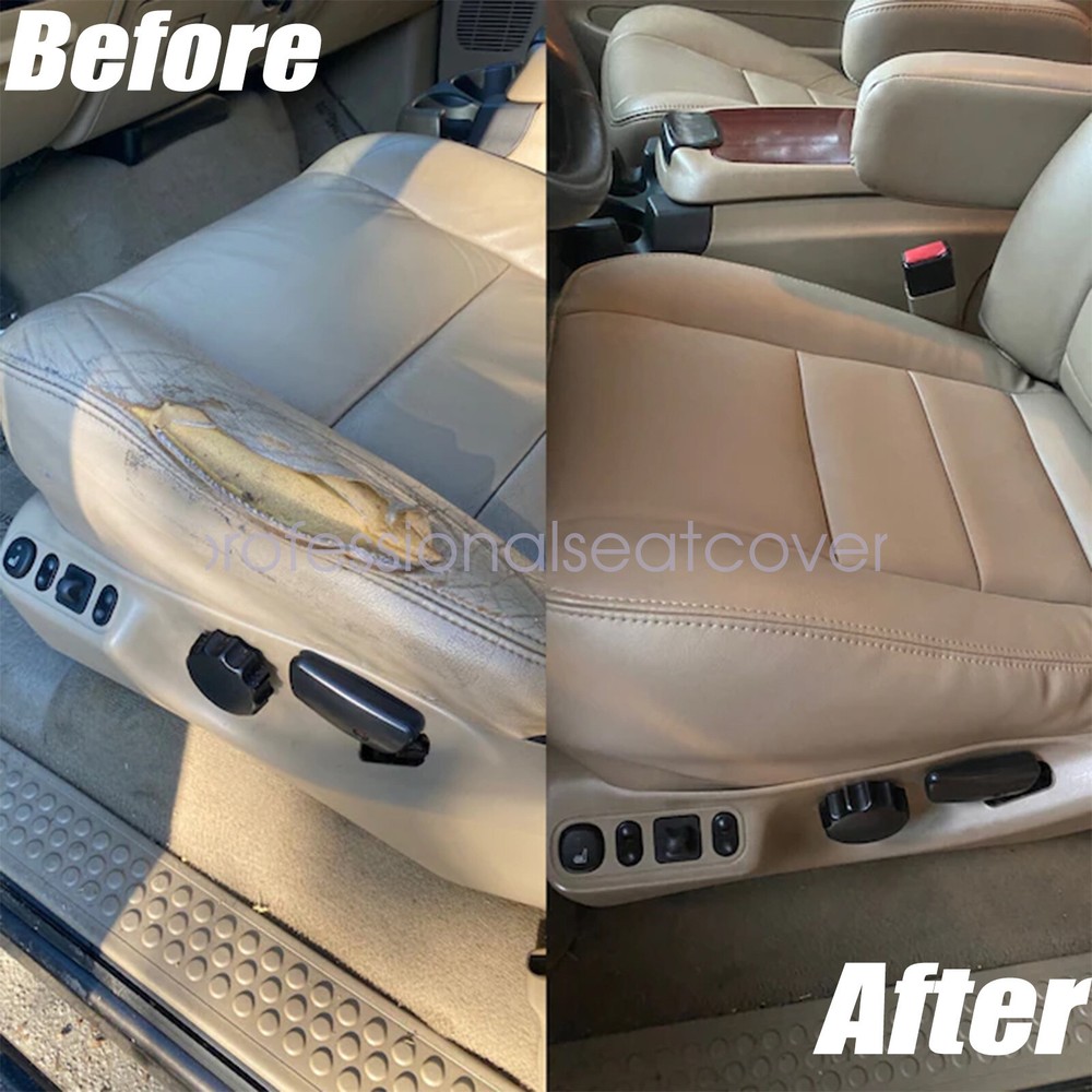 5x For 2002-2005 Ford Excursion Front Both Side Leather Cover Tan & Driver Foam