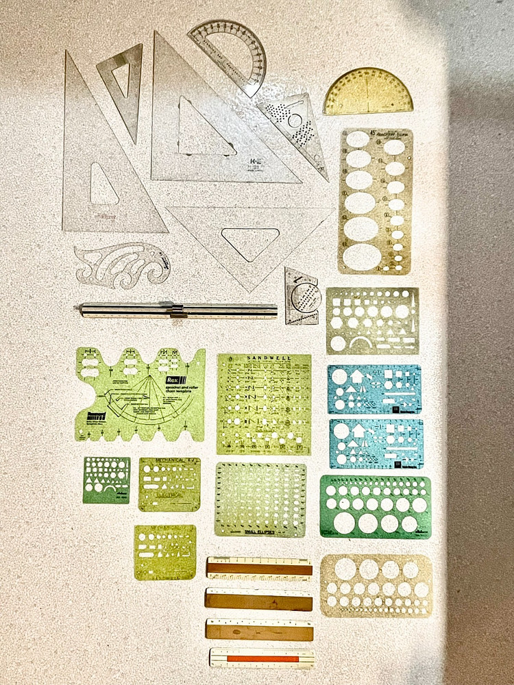 Vintage Lot Drafting Technical Drawing Stencils Rulers Curves Engineering K&E