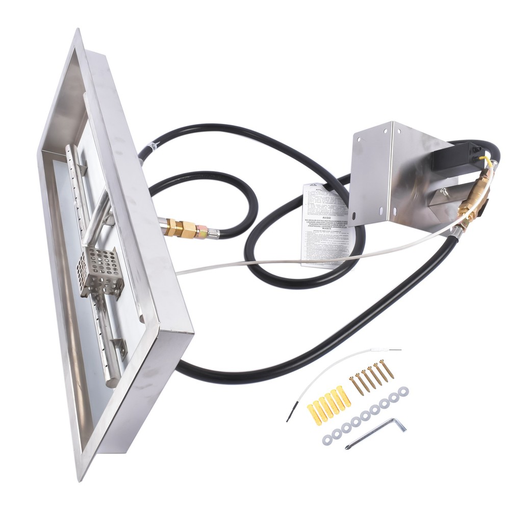 24 x 8-inch Fire Pit Pan Stainless Steel Fire Pit Burner Kit Rectangular