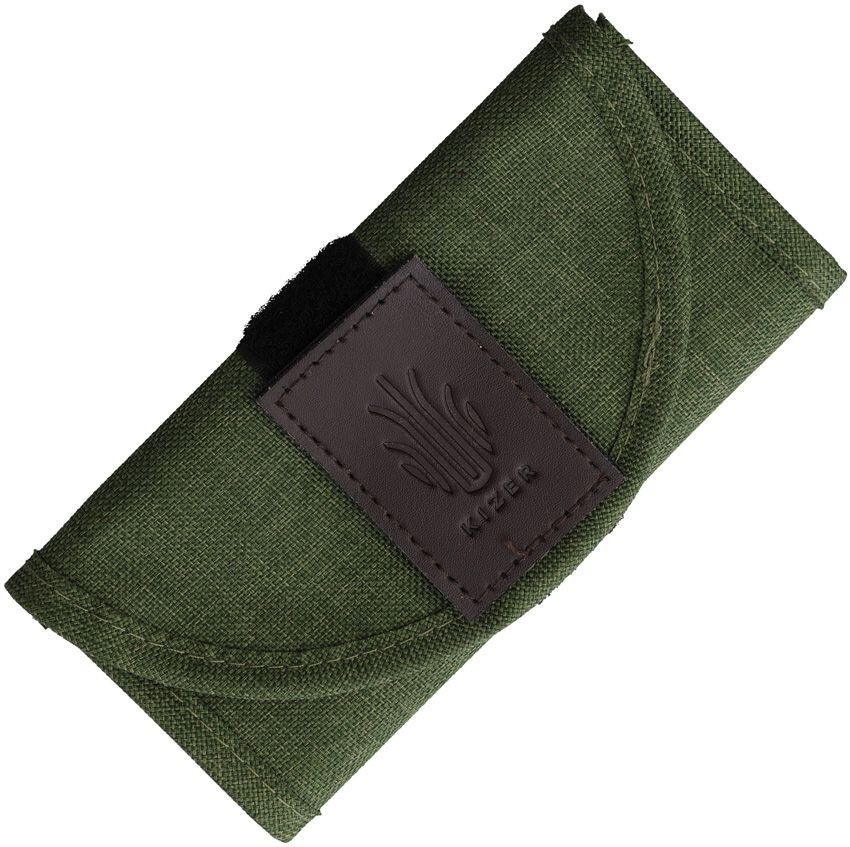 Kizer Cutlery Knife Roll OD Green Hook-And-Loop Closure Holds Six Folding Knives