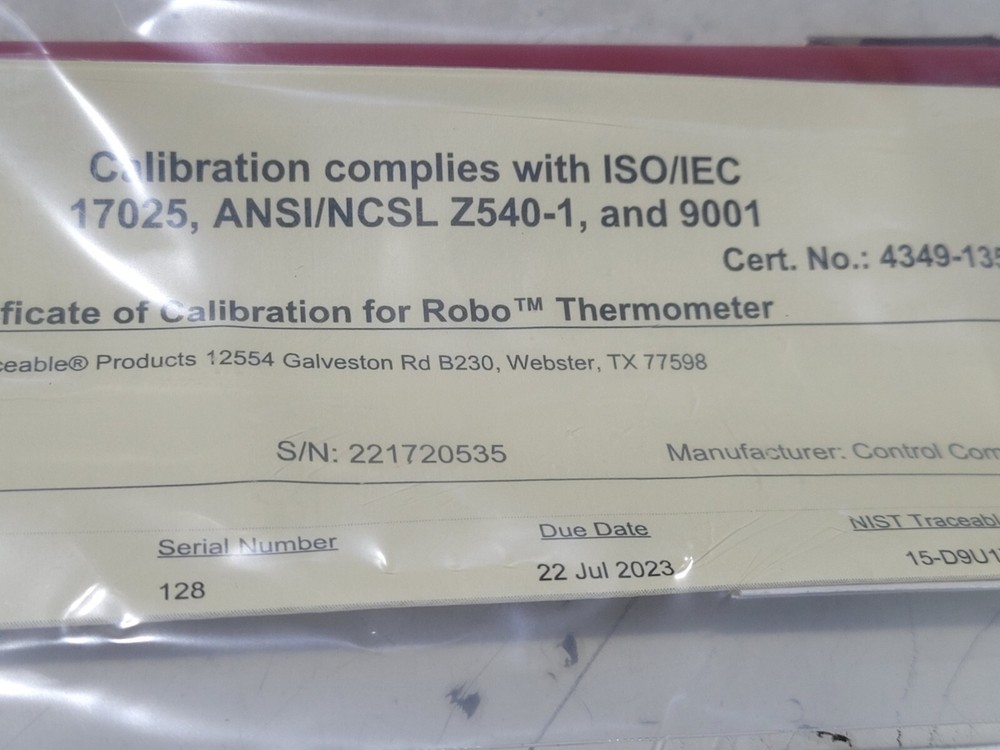 Traceable Robo Thermometer 4349 Calibration 2024