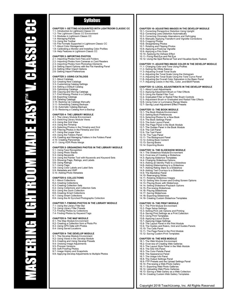 ADOBE LIGHTROOM CLASSIC CC DELUXE Training Tutorial & Quick Reference Guide