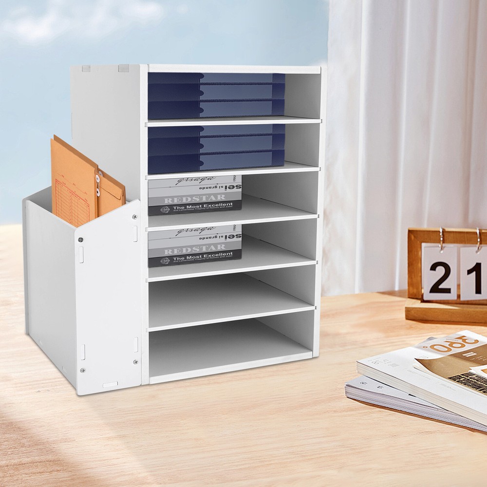 White Desktop Organizer Desktop File Holder File Organizer Modern Rectangular