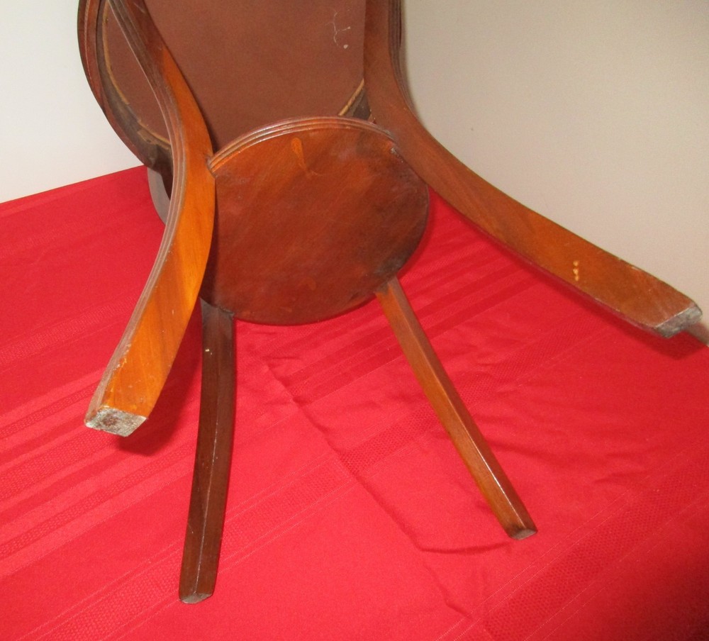 Mid Century Round Solid Wood / Glass End Table / Side Table